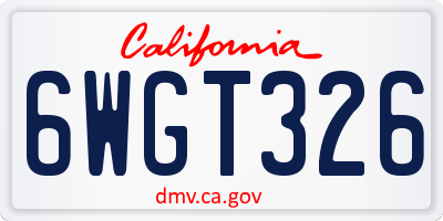 CA license plate 6WGT326