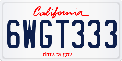 CA license plate 6WGT333