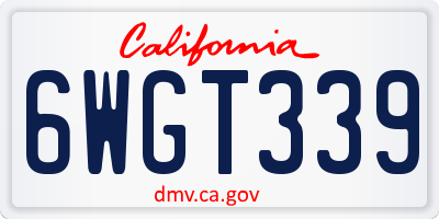 CA license plate 6WGT339