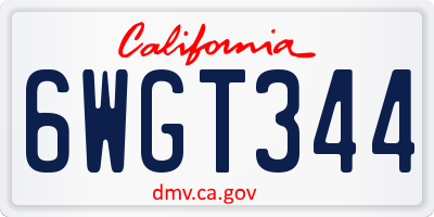 CA license plate 6WGT344