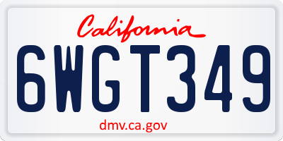 CA license plate 6WGT349