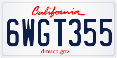 CA license plate 6WGT355