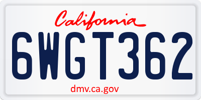CA license plate 6WGT362