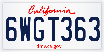 CA license plate 6WGT363