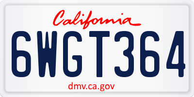 CA license plate 6WGT364