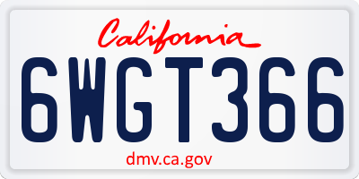 CA license plate 6WGT366