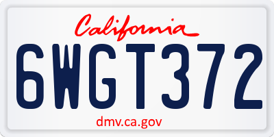 CA license plate 6WGT372