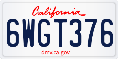 CA license plate 6WGT376