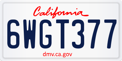 CA license plate 6WGT377