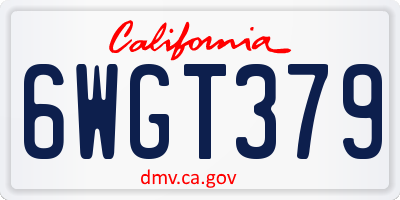 CA license plate 6WGT379