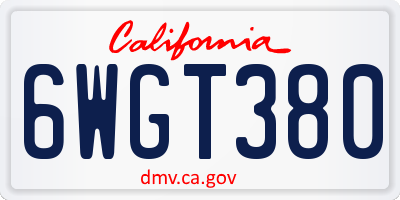 CA license plate 6WGT380