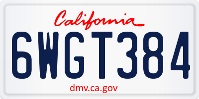 CA license plate 6WGT384