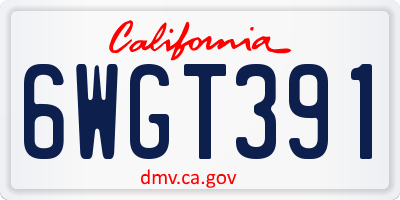CA license plate 6WGT391