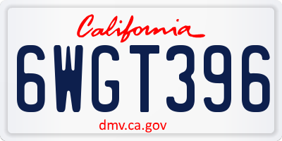 CA license plate 6WGT396