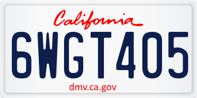 CA license plate 6WGT405