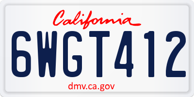 CA license plate 6WGT412