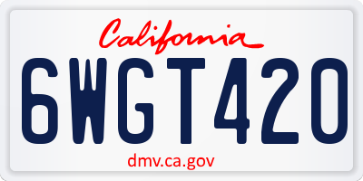 CA license plate 6WGT420