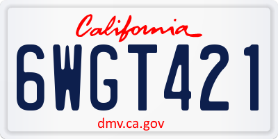 CA license plate 6WGT421