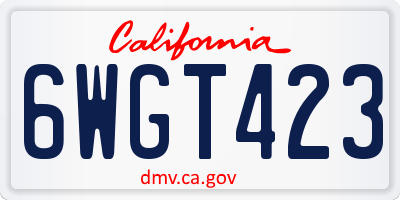 CA license plate 6WGT423