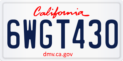 CA license plate 6WGT430