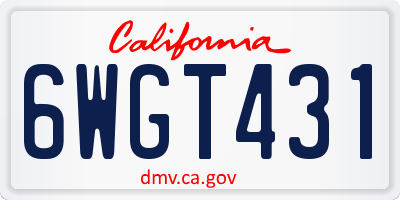 CA license plate 6WGT431