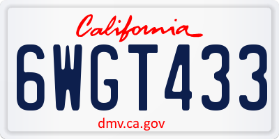 CA license plate 6WGT433