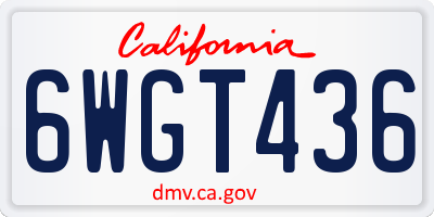 CA license plate 6WGT436