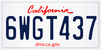 CA license plate 6WGT437