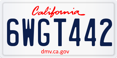 CA license plate 6WGT442