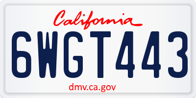 CA license plate 6WGT443