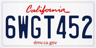 CA license plate 6WGT452