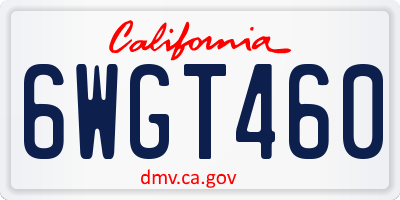 CA license plate 6WGT460