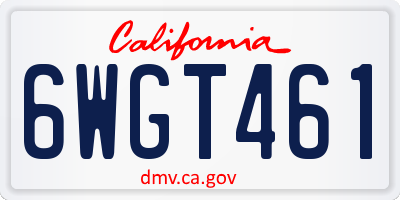 CA license plate 6WGT461