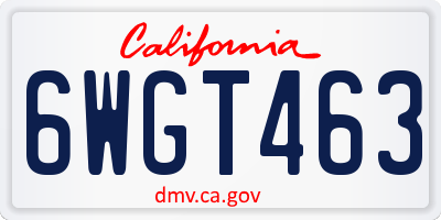 CA license plate 6WGT463