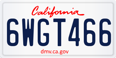 CA license plate 6WGT466