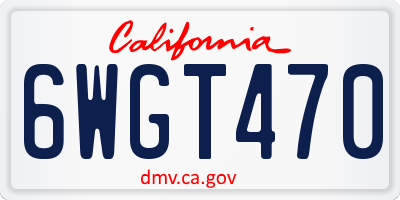CA license plate 6WGT470