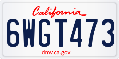 CA license plate 6WGT473