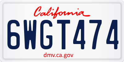 CA license plate 6WGT474