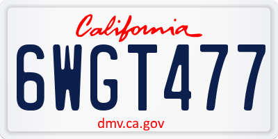 CA license plate 6WGT477