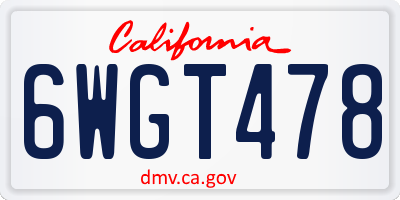 CA license plate 6WGT478