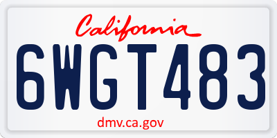 CA license plate 6WGT483