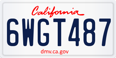 CA license plate 6WGT487