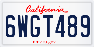 CA license plate 6WGT489