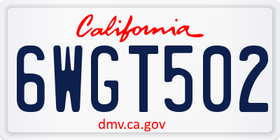 CA license plate 6WGT502