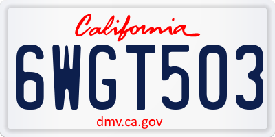 CA license plate 6WGT503