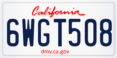 CA license plate 6WGT508