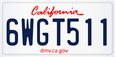 CA license plate 6WGT511