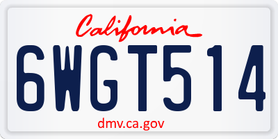 CA license plate 6WGT514