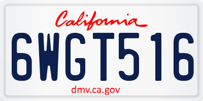 CA license plate 6WGT516