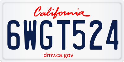 CA license plate 6WGT524